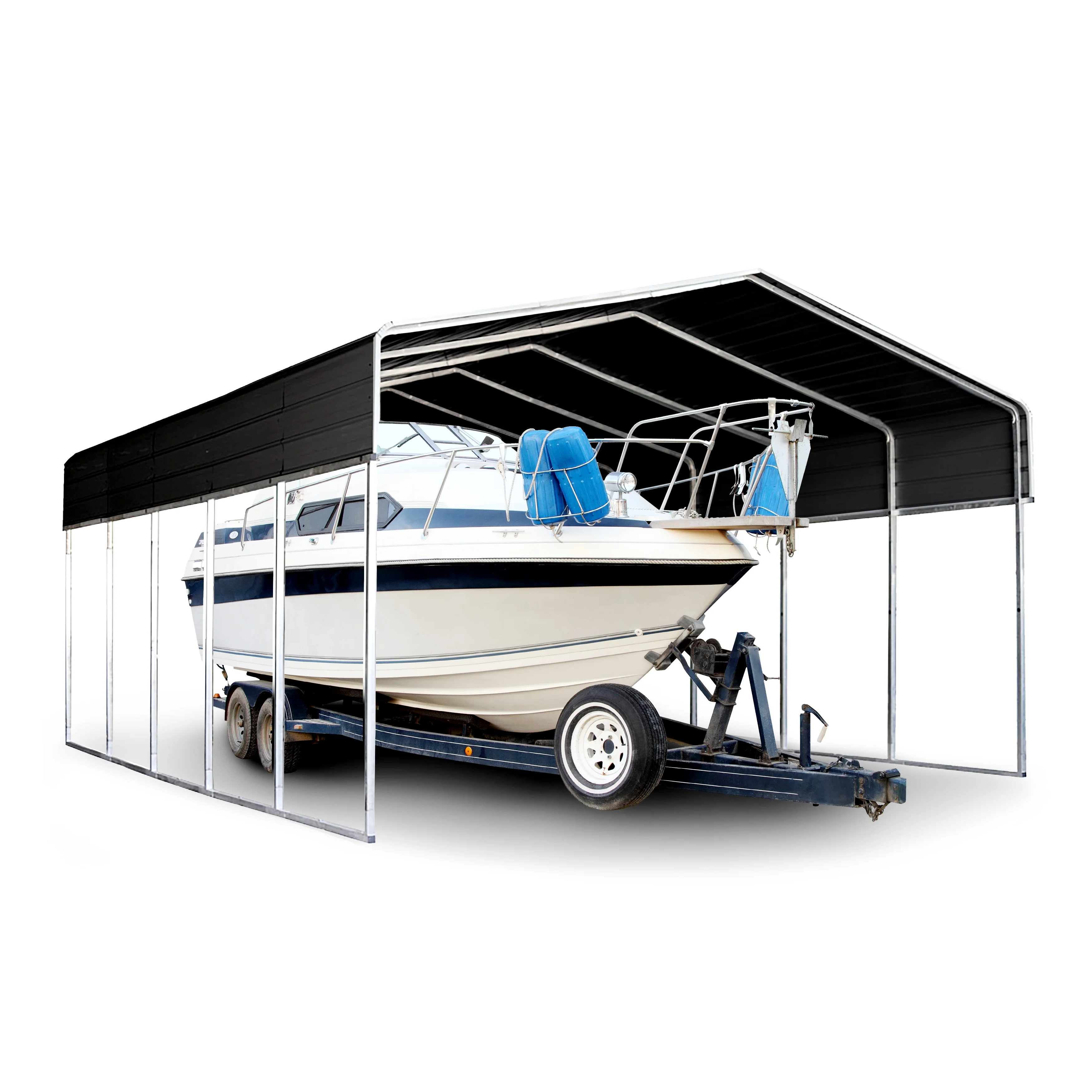 ALEKO CPM12X23BK Galvanized Steel Carport and Canopy Shelter - 12 x 23 Feet - Black