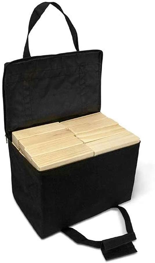Yard Games Giant Tumbling Timbers Natural Pine Blocks Wood Stacking Game Bundle with Outdoor 4 in a Row Lawn Game with Storage Carrying Case, Brown
