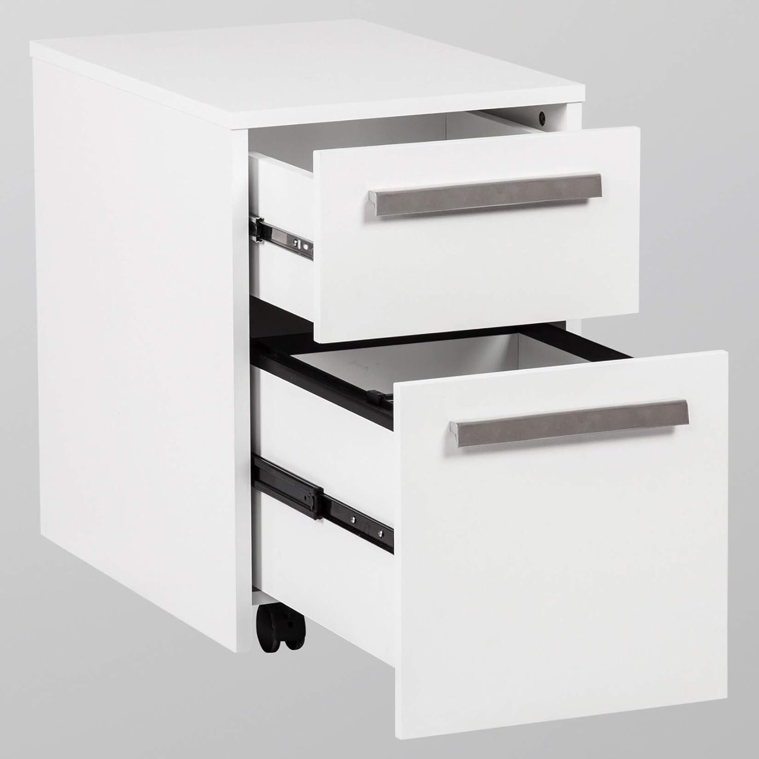 Birch Alaska White Wood Grain 2-Drawer Mobile File Cabinet Modern Contemporary Transitional MDF
