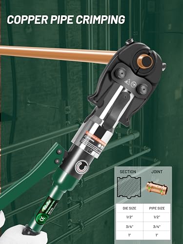 Copper Tube Fitting Crimping Tool Copper Pipe Crimper Press with 1/2" 3/4" and 1" Jaw for ProPress Copper Fitting-Manufactured,Pipe Press Copper Crimp Tool (1/2" 3/4" 1" Crimping Tool)