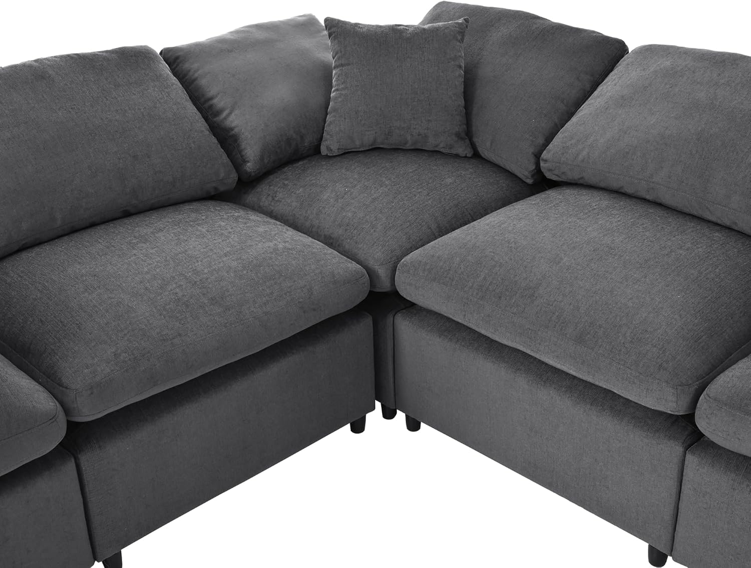 Deep Seat Convertible Modular Sectional Sofa with Movable Ottoman, L/U Shaped Oversized Corner Couch with Throw Pillows,7 Seater Polyester Upholstery Sofa&Couches for Living Room Furniture