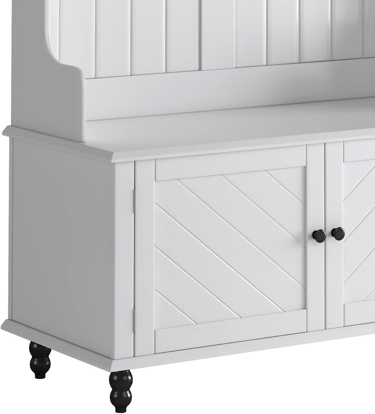 Modern 40" 3-in-1 Design Hall Tree with 4 Hooks, Coat Hanger, Entryway Storage Bench, for Entrance, Hallway, White, OneSize