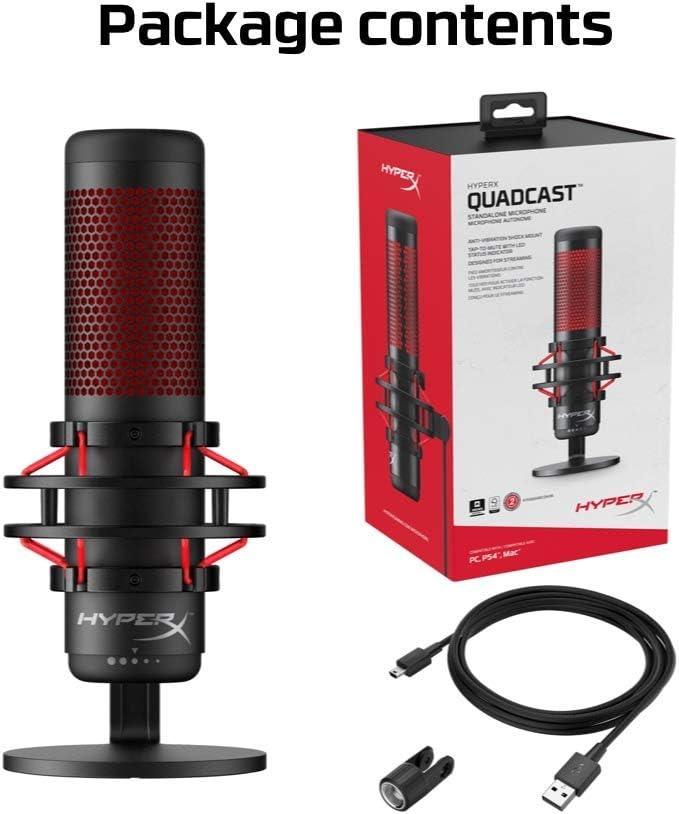 HyperX QuadCast USB Condenser Gaming Microphone for PC, PS4 and Mac (Renewed)