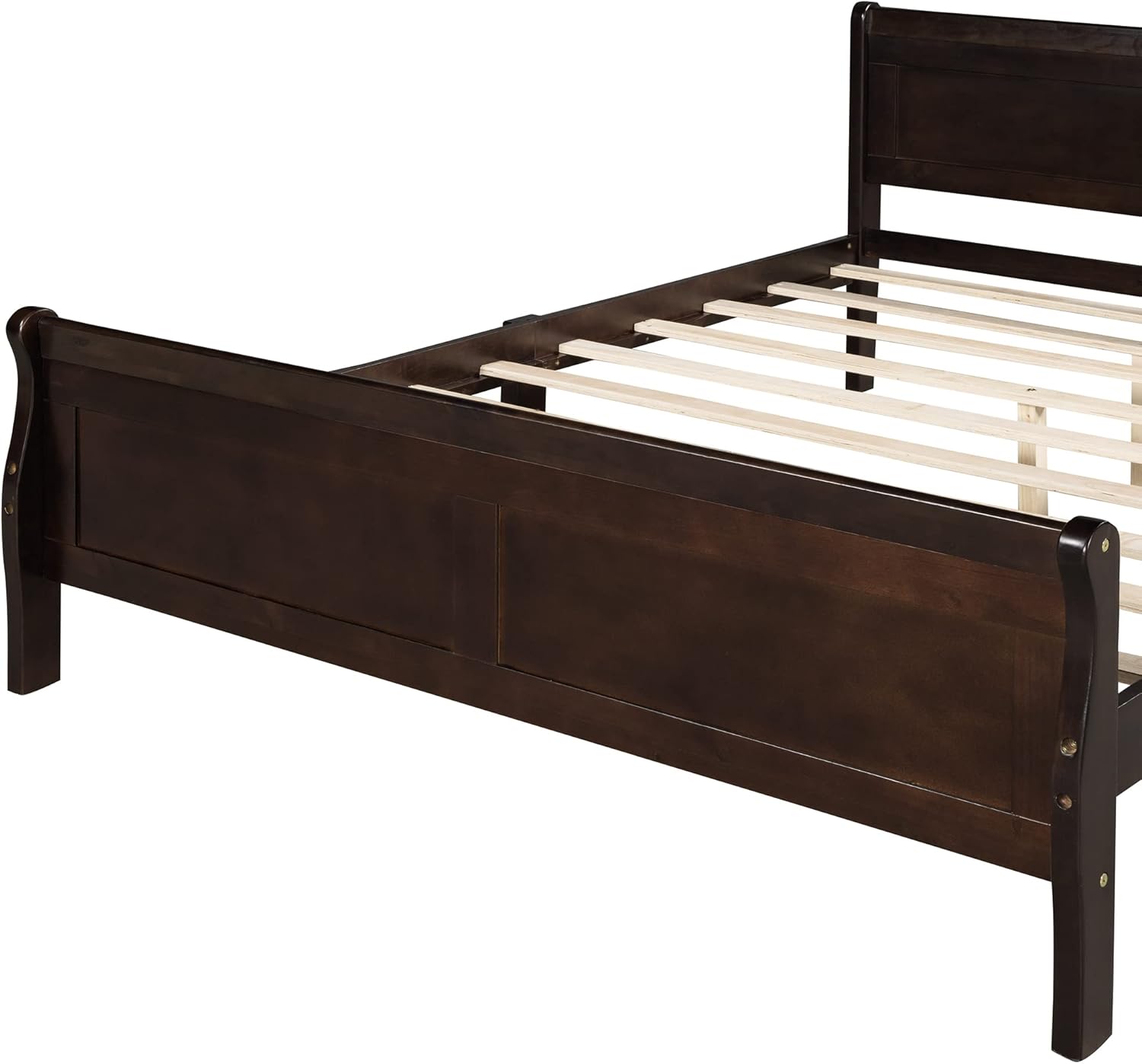 Full Size Wood Platform Bed with Headboard and Wooden Slat Support 82.3X 57x 35.4 inch(LxWxH)