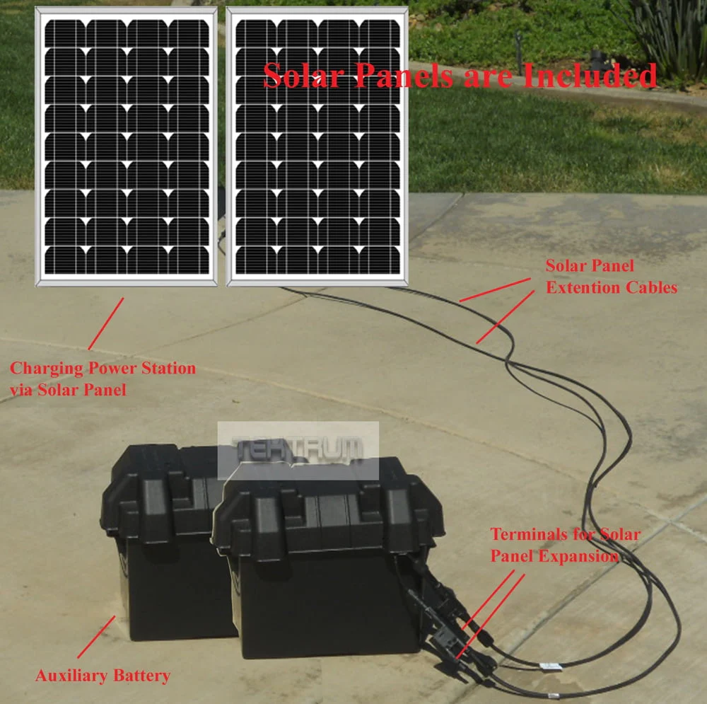 Tektrum Portable 1500w (3000w Peak) Powerpack Power Source Station, Silent Gas Free Generator With 1200Wh/100Ah Battery, 200w Solar Panel - Hurricane Recovery - Power up AC, Fridge - Plug-N-Play