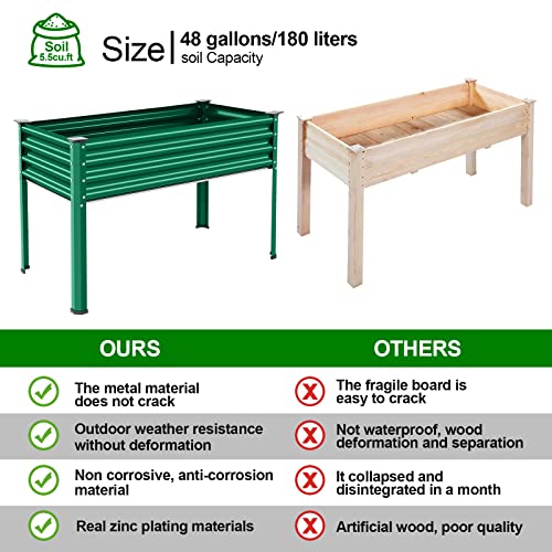 Land Guard Galvanized Raised Garden Bed with Legs, Galvanized Planter Raised Garden Boxes Outdoor, Oval Large Metal Raised Garden Beds for Vegetables(Beige)………