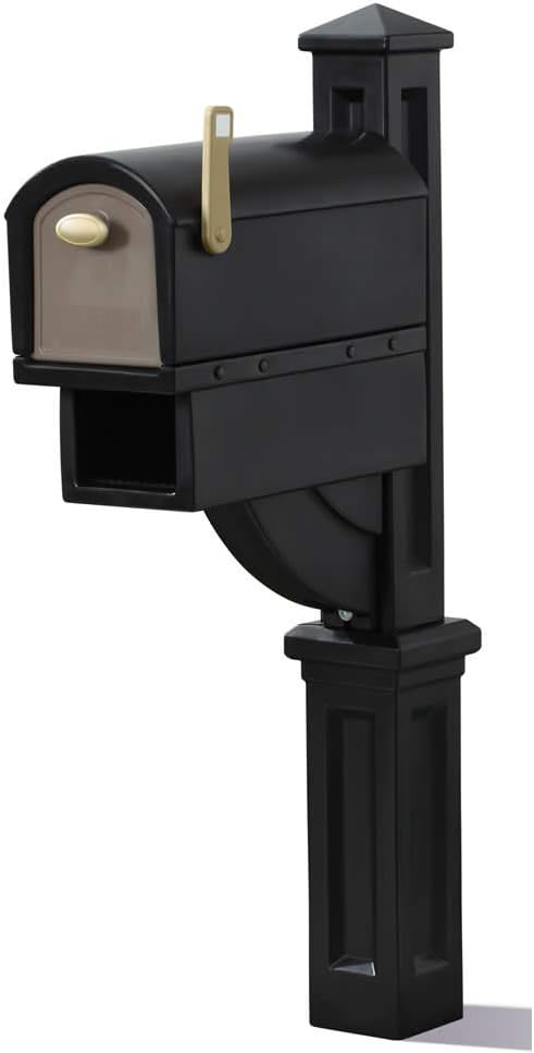 Step2 Mailmaster Hudson Mailbox, Easy to Install, Large Mailboxes for Outside, Heavy-Duty, Weather Resistant, Black & Architectural Mailboxes APK000AM Post Anchor Kit Accessory, No Size, Wood