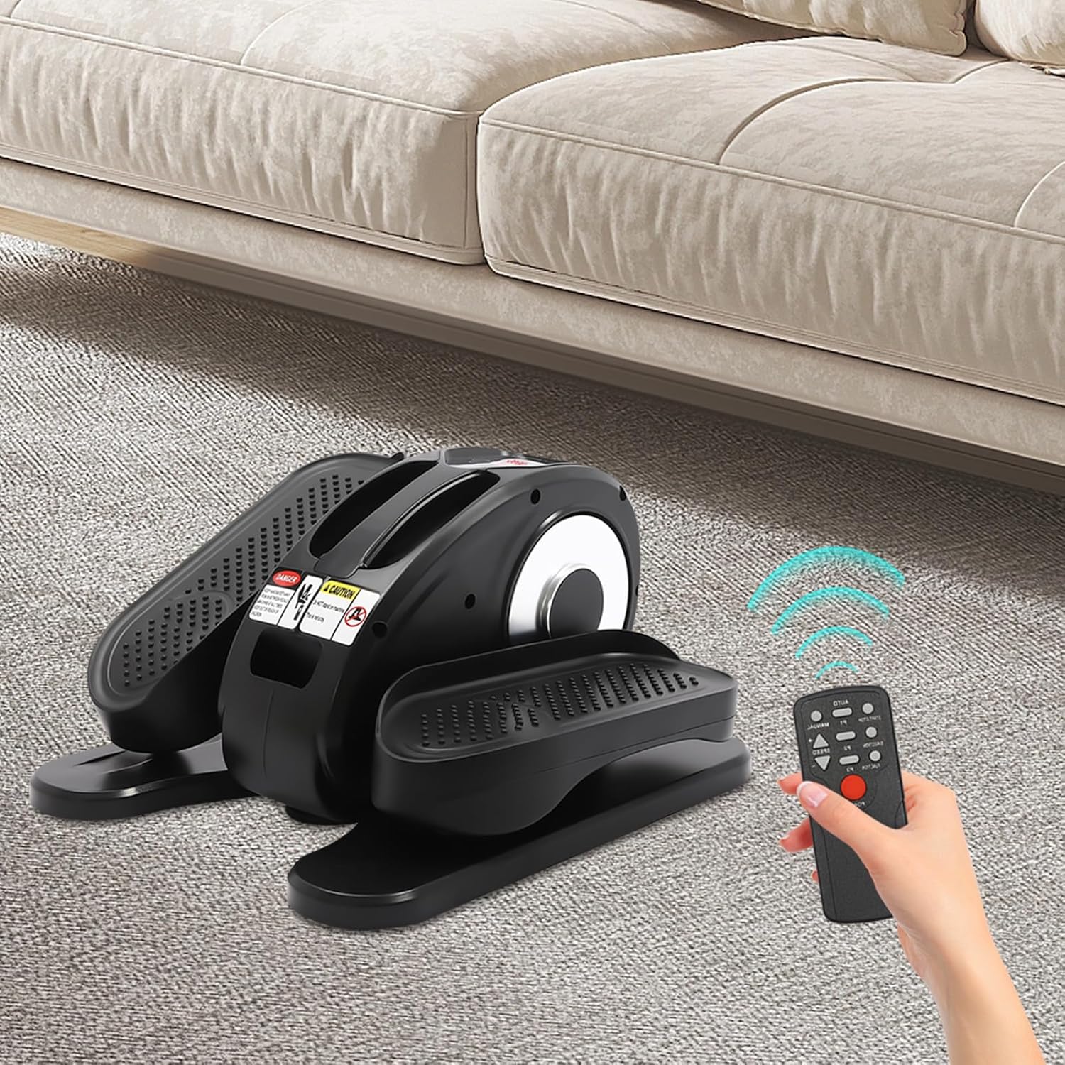 Under Desk Elliptical Machine Electric Ellipse Leg Exerciser with Remote Control Seated Pedal Exerciser for Home Seated Elliptical Foot Exerciser Leg Exerciser While Sitting for Seniors