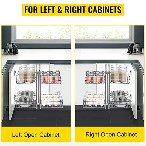 VEVOR Swing Left Blind Corner Cabinet Pull Out for 36 inch Cabinet, 2 Tier Tray Kitchen Soft Close Cloud Organizer Right Handed Open