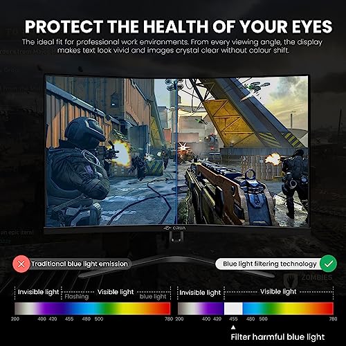 CRUA 30Inch Ultrawide Curved Monitor, 21:9 WFHD(2560x1080P) VA Computer Monitor, 120% sRGB 100HZ 1500R PC Monitors Support FreeSync, Wall-Mounted, with HDMI/DP Display Port-Black