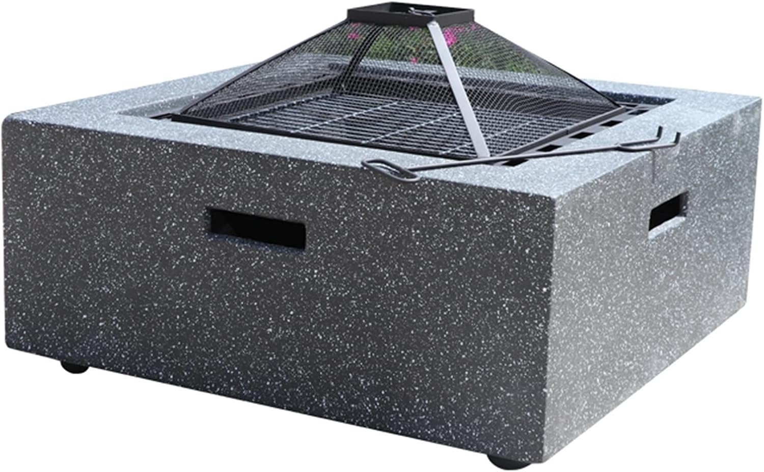 Fire Pits Outdoor Garden Wood-Burning Fire Pit BBQ Table, Outdoor Backyard Patio Fireplace Fire Bowl, with Sparkle Screen Cover and Poker