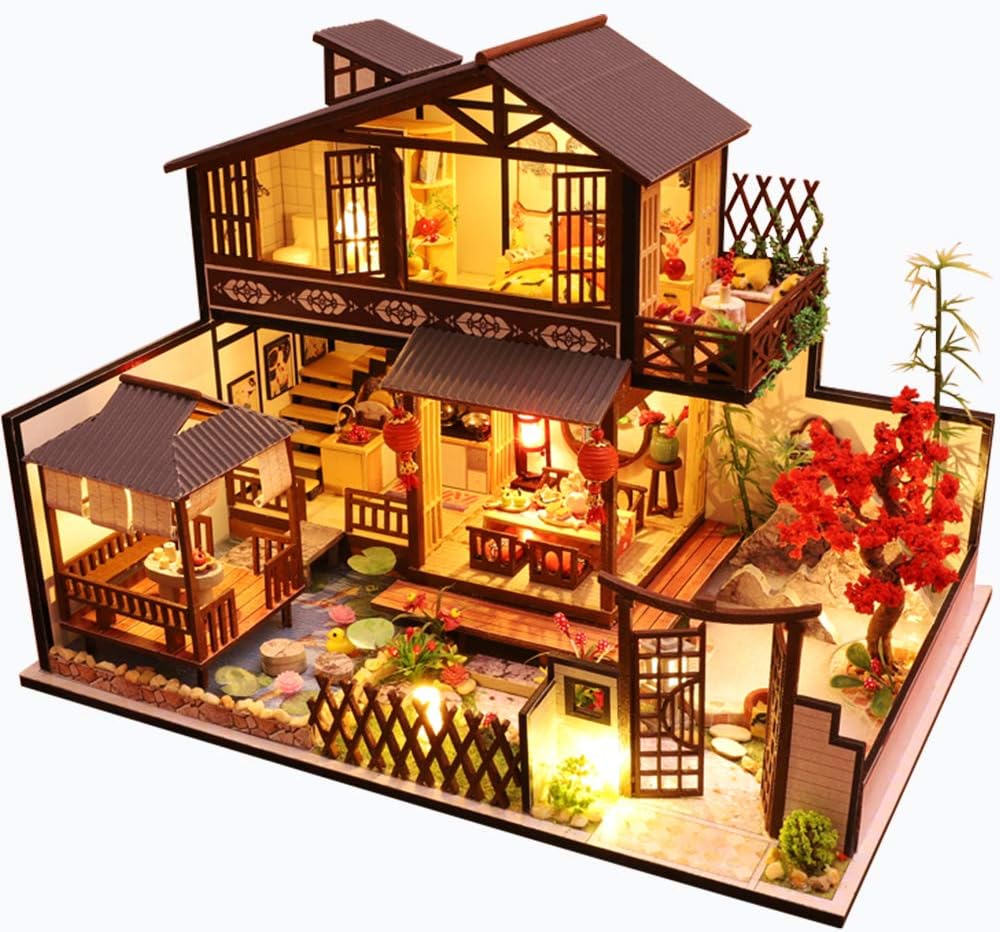 CUTEBEE Dollhouse Miniature with Furniture, DIY Wooden Dollhouse Kit Plus Dust Proof and Music Movement, 1:24 Scale Creative Room Idea (Forest Habitat)