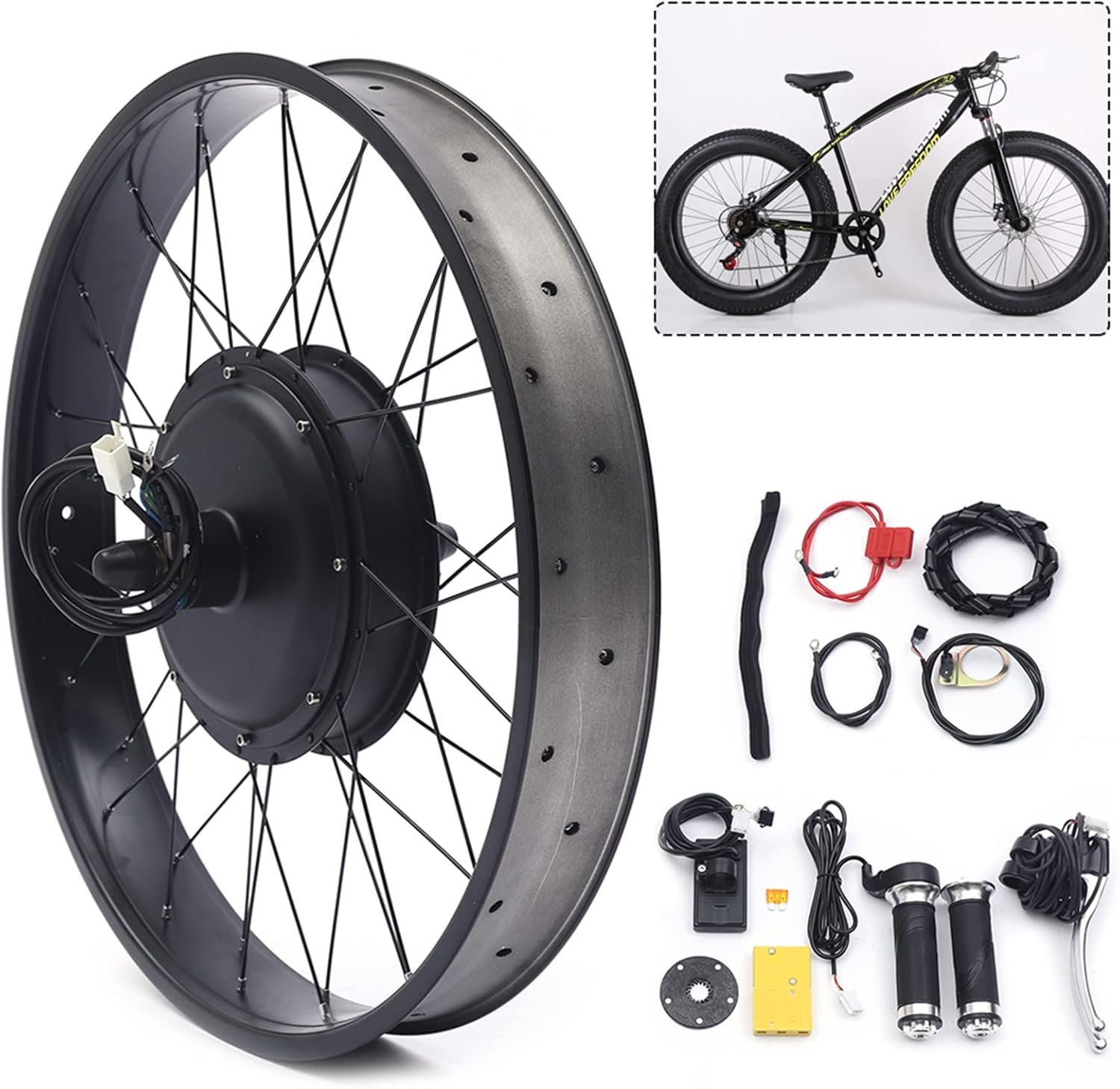 Electric Bike Conversion Kit, 26" 48V 1500W Rear Wheel Electric Fat Tire Ebikes Conversion Kit Ebike Hub Motor Snow Bike Motor Conversion Kit with LCD Display & PAS System Twist Throttle