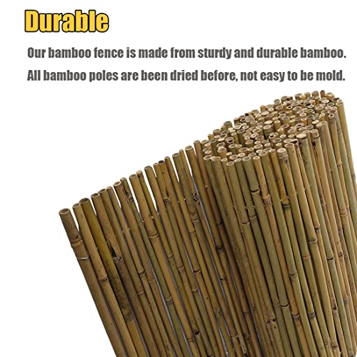 6Ft High x 8 Ft Long x 0.7In D Bamboo Screen, Natural Bamboo Fence Rolls, Eco-Friendly Bamboo Fencing for Outdoor Balcony Patio Garden Border Pool