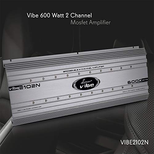 Lanzar 2 Channel Car Stereo Amplifier - 6,000 Watt Dual Channel Bridgeable w/ Subwoofer Bass Control, High Power MOSFET, RCA Inputs, LED Indicators -VIBE2102N