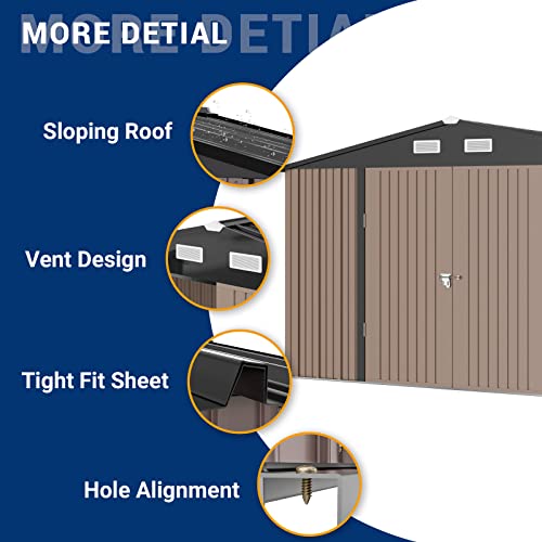 UDPATIO Outdoor Storage Shed 6 x 6 FT, Resin Garden Sheds with Floor Plastic Patio Outdoor Storage Shed with Lockable Door for Tool, Bike, Garbage Gray White