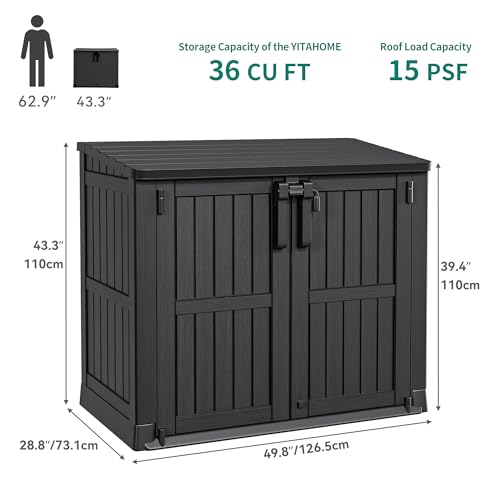 YITAHOME 8x6.2FT Outdoor Storage Shed w/o Floor, All-Weather Plastic Shed with Lockable Doors, Window & Vents, Plastic Tool Shed for Backyard, Patio, Poolside, Lawn, Gray