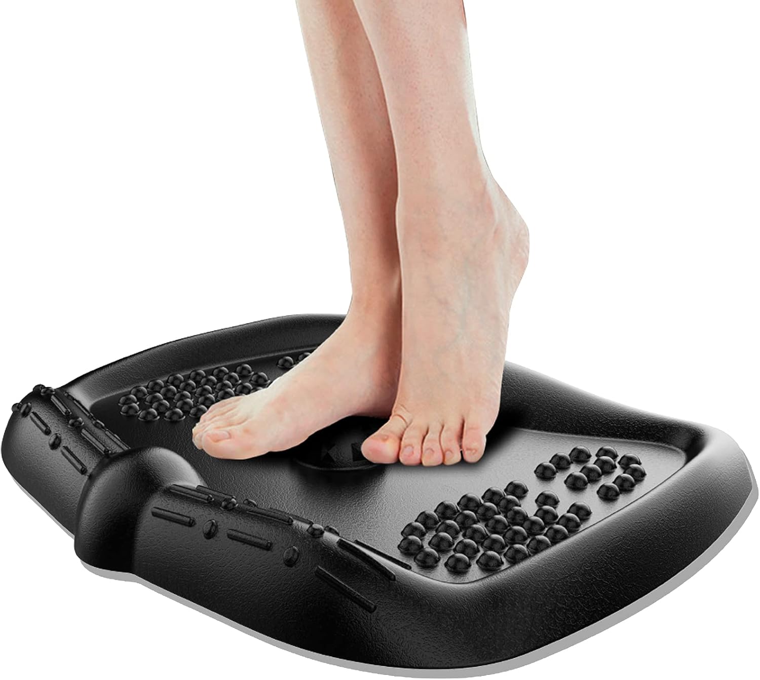Anti-Fatigue Standing Desk Mat, QooWare Ergonomic Comfort Floor Mat with Foot Massage Ball, Non-Slip Standing Mat for Office Home Kitchen Garage, Black Desk Accessories