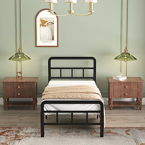 14 inch California King Bed Frames with Headboard and Footboard, Heavy Duty Metal Platform with Steel Slat Support, No Box Spring Needed, Easy Assembly, Black
