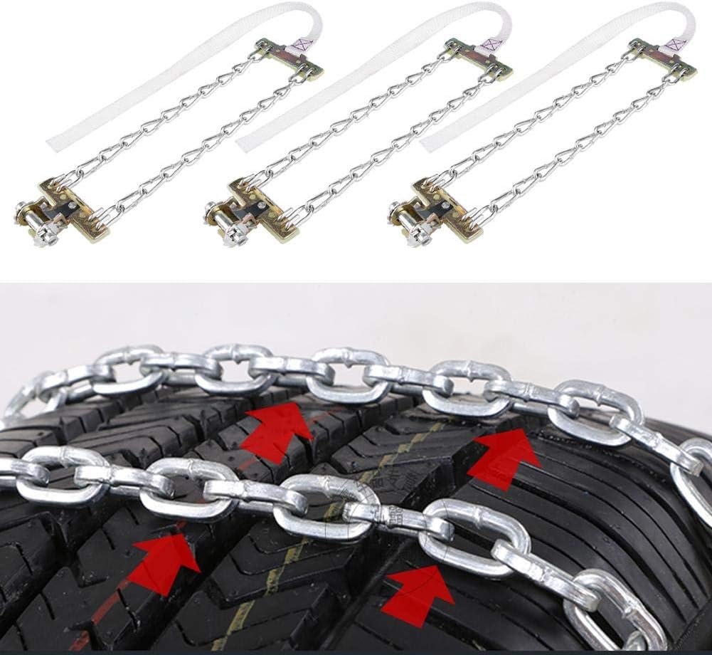 Tbest Tire Snow Chain,3pcs Tire Anti-skid Steel Chain Snow Mud Car Security Tyre Clip-on Chain for Car Car Truck S (Large) Pack of 2
