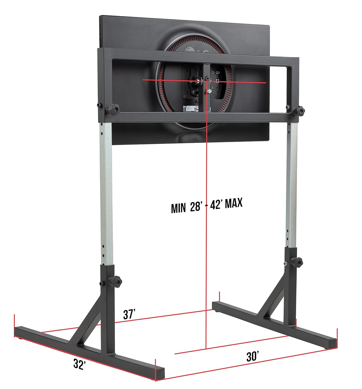 SimFab Triple Monitor Stand for Racing and Flight Simulators Model LD | Up to 100x100mm VESA Mount or M4/M5 Hardware (Triple Monitor Stand, Light Duty Mount Brackets)