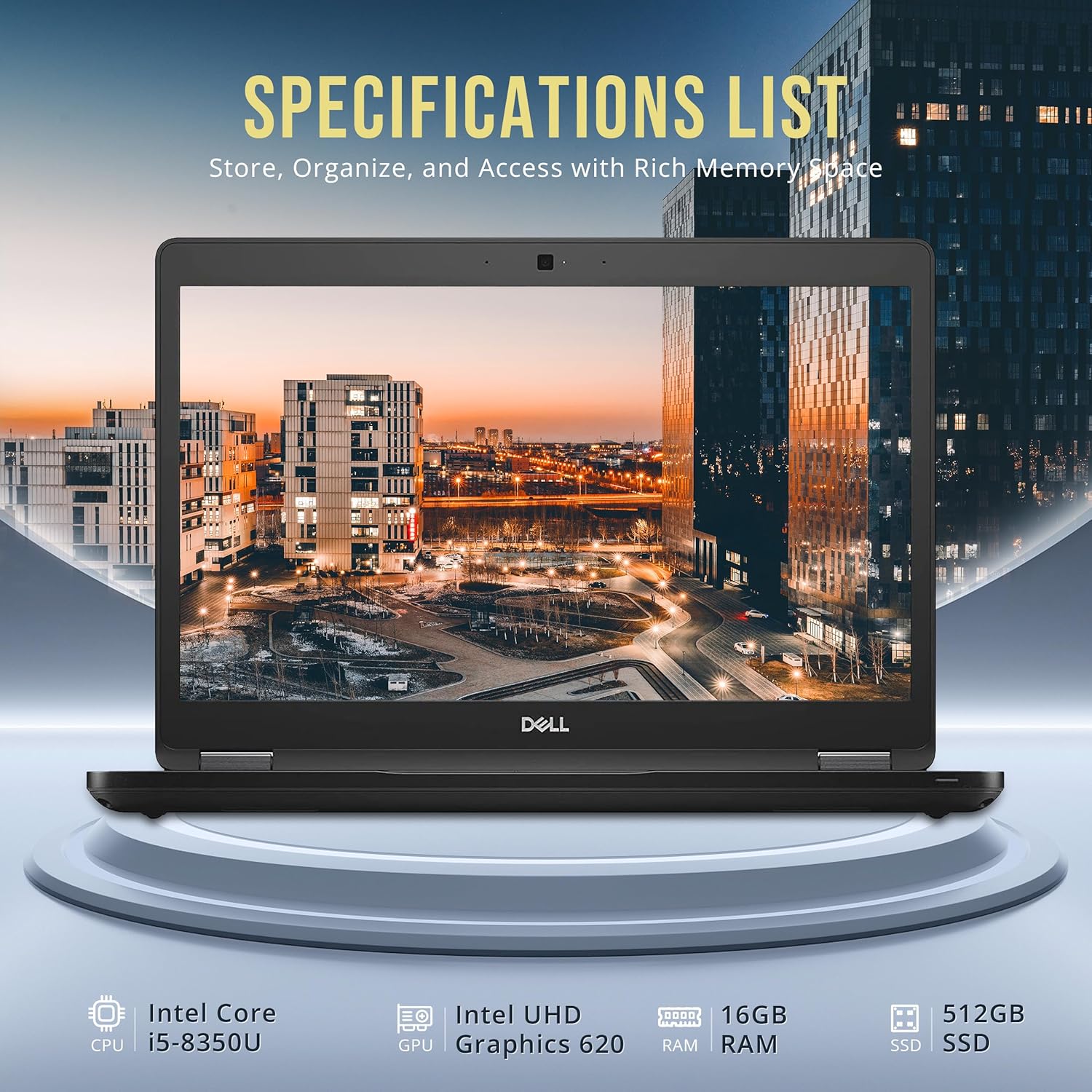 DELL Latitude 5490 14" FHD Business Laptop, Intel i5-8350U Quad Processor, 16GB RAM, 512GB PCIe SSD, ‎Intel UHD Graphics, Backlit Keyboard, HD Webcam, Windows 11 Pro, Black