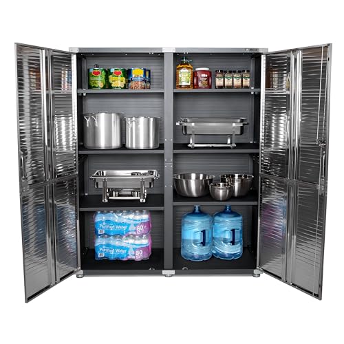 Seville Classics UltraHD Solid Steel Lockable Metal Storage Cabinet Locker Organizer, w/Adjustable Shelves for Garage, Warehouse, Office, Classroom, Granite, 48" W x 24" D x 72" H
