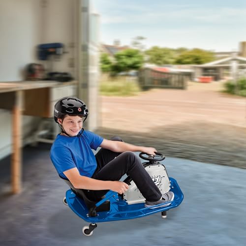 Razor Crazy Cart – 12 MPH (19 KMH) Ultimate Drifting Machine with 40 Min Ride Time, High-Torque Motor and Pro-Style Drift Bar for Extreme Fun, Blue