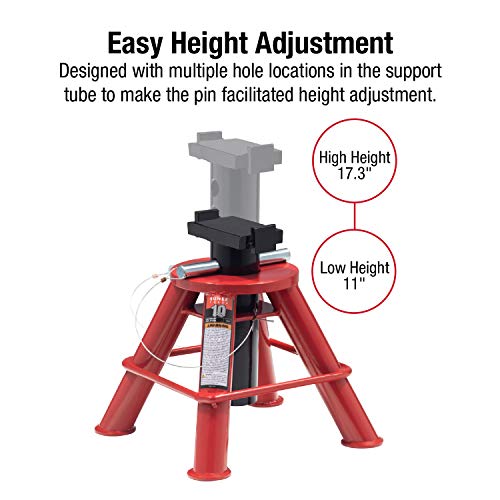 Sunex 1410 10-Ton, High Height, Pin Type, Jack Stands, Pair