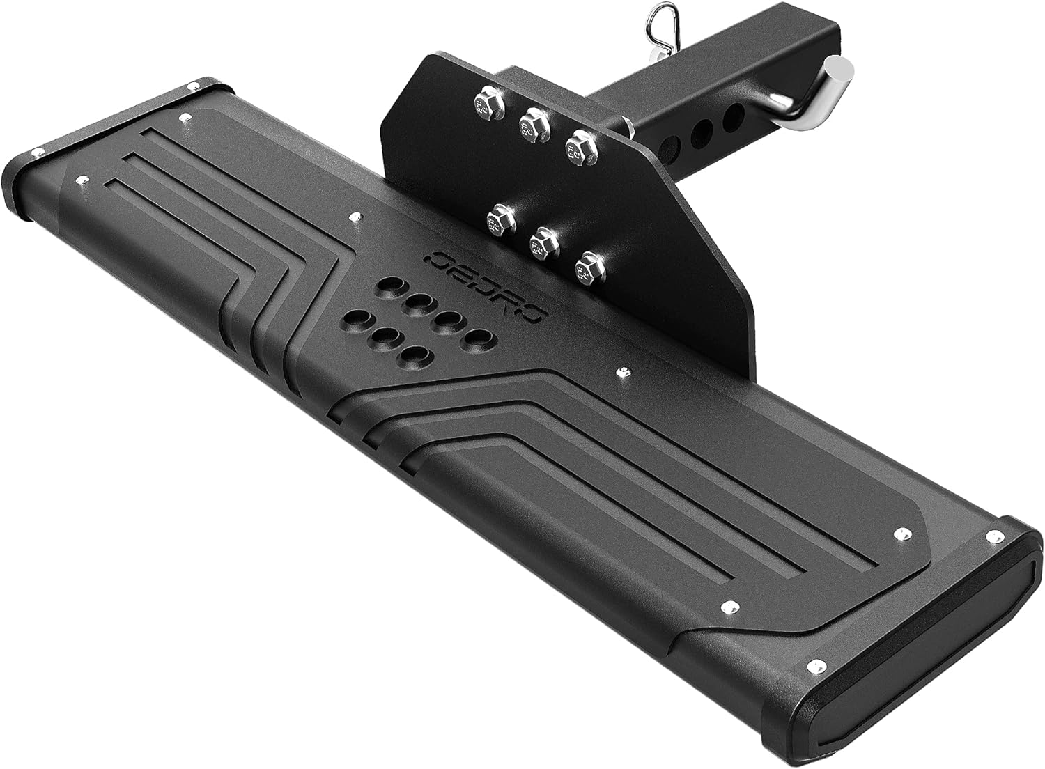oEdRo Aluminum Towing Hitch Steps for Truck/Car/SUV Vehicles with 2 Hitch Receiver, Rear Bumper Guard Protector, Black