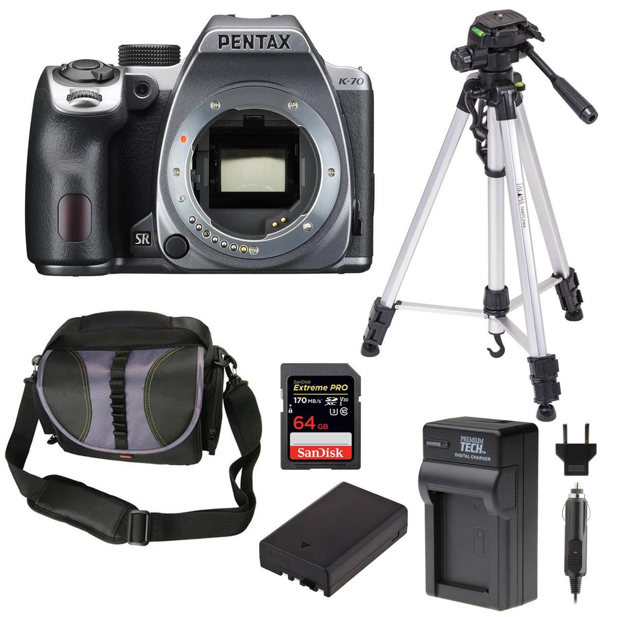 Pentax K-70 Dslr Body, Silver with Essential Accessories Kit