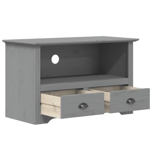XAVIER Entertainment Center Television Stands Tv Table Tv StandTV Stand with 2 Drawers BODO Gray 35.8"x16.9"x22" Solid Wood Pine Suitable for Office, Meeting Room, Living Room, Hallway
