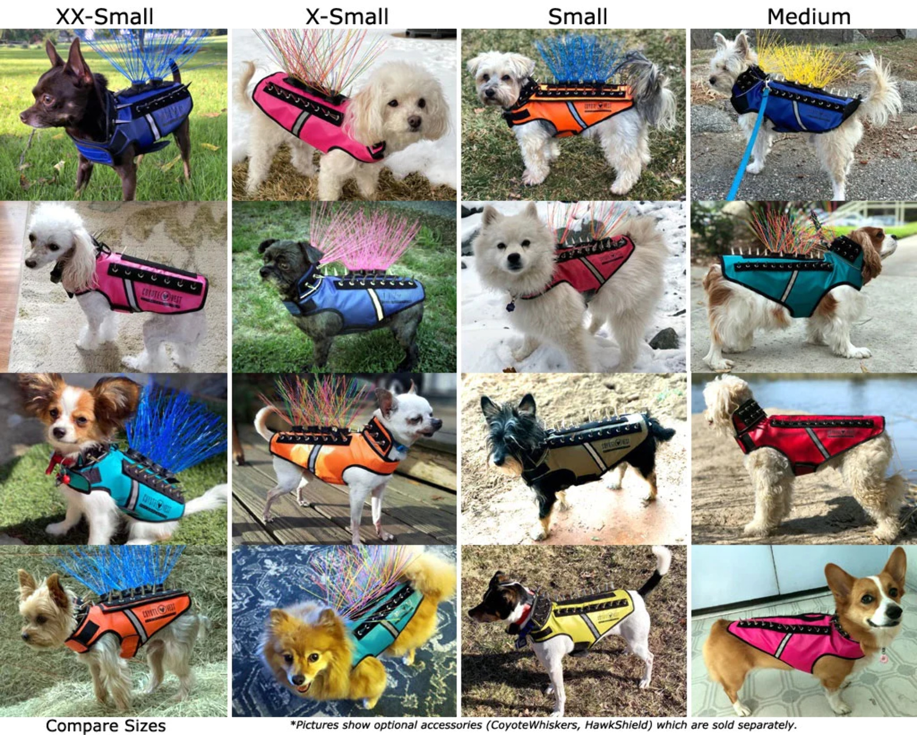 CoyoteVest SpikeVest Dog Harness Vest, Reflective Dog Accessories with Spikes to Shield Your Pet from Raptor and Animal Attacks- Proudly Made in America XX-Small