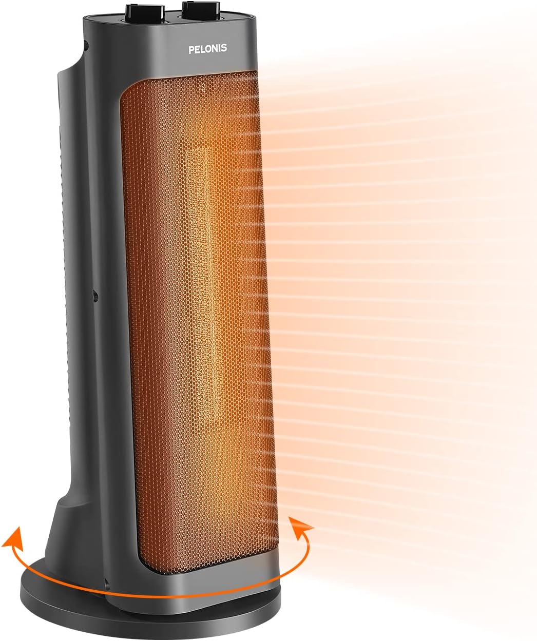 PELONIS PTH15A2BGB 1500W Fast Heating Space Heater, Programmable Thermostat, Easy Control, Widespread Oscillation, Over Heating & Tip-over Switch Protection, 7.72 x 7.72 x 17.76 Inches, Gray , Grey