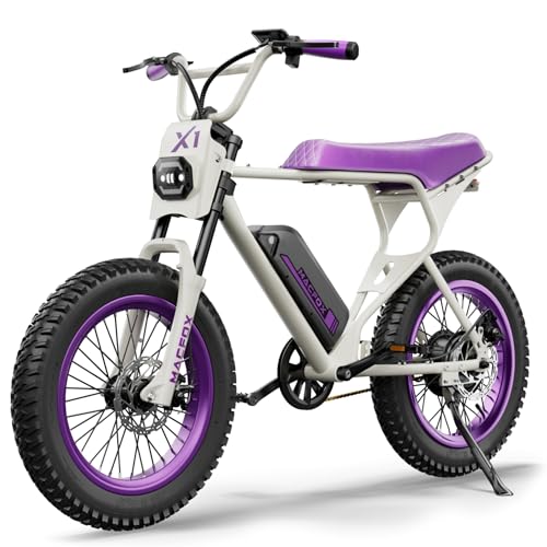 MACFOX Electric Bike for Adults - Peak 750W, 25MPH High-Speed Commuter Ebike, 30 Mile Range, 20" All-Terrain Fat Tires with Front Suspension, Off-Road/Campus E-Bicycle (X1S/Class 3)