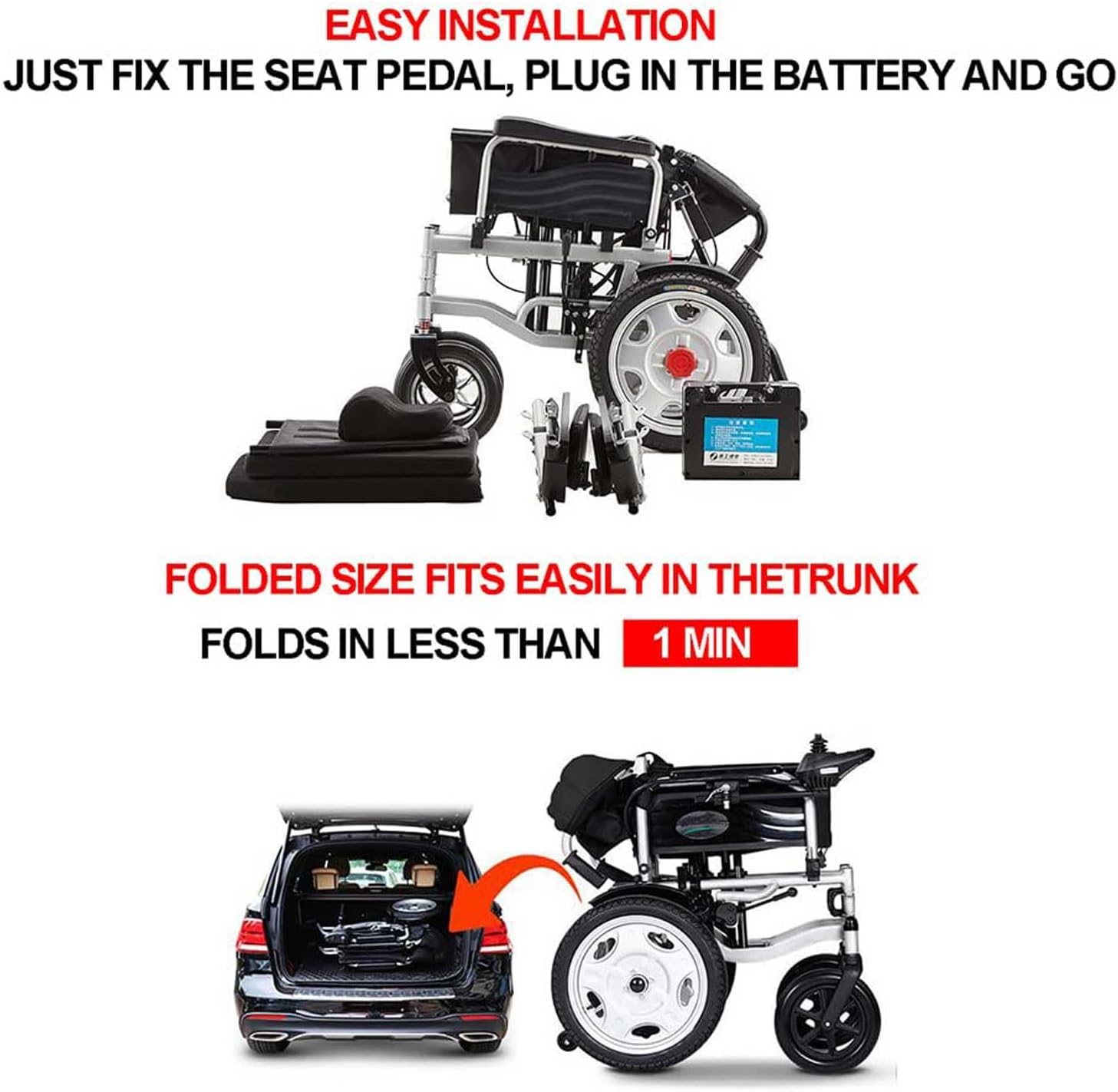 Electric Wheelchairs for Adults All Terrain Wheelchair Foldable Electric Wheelchair with 500W Dual Motor with 40A Lithium Battery,Adjustable Backrest and Pedal Angle 360° Joystick