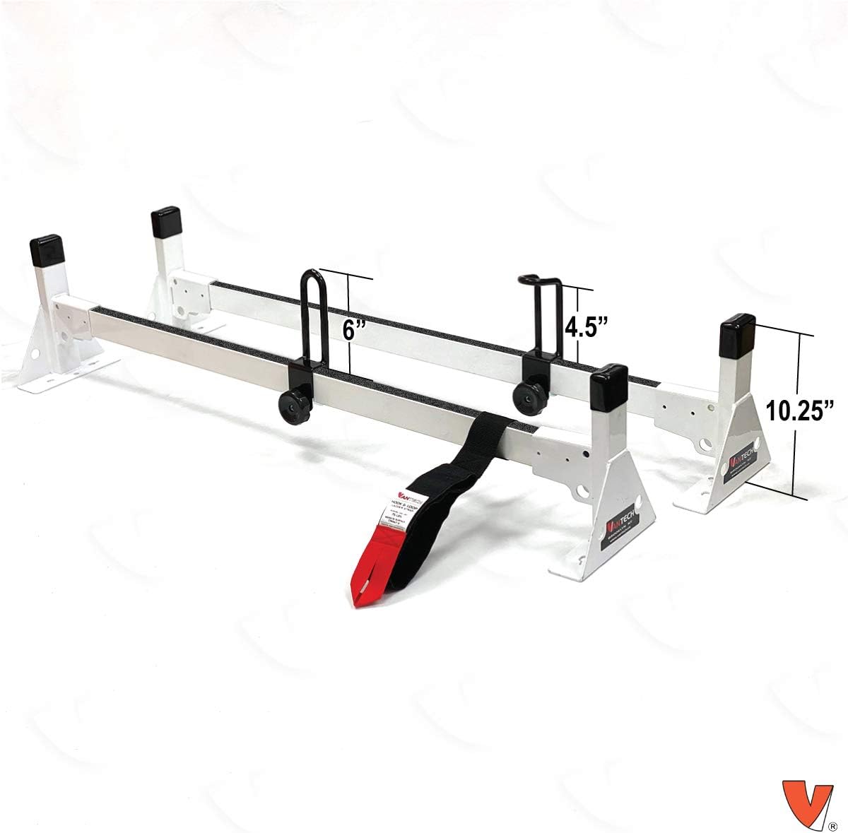 Vantech H1 2 Bar for RAM ProMaster City Steel Ladder roof Rack 2015-On, White