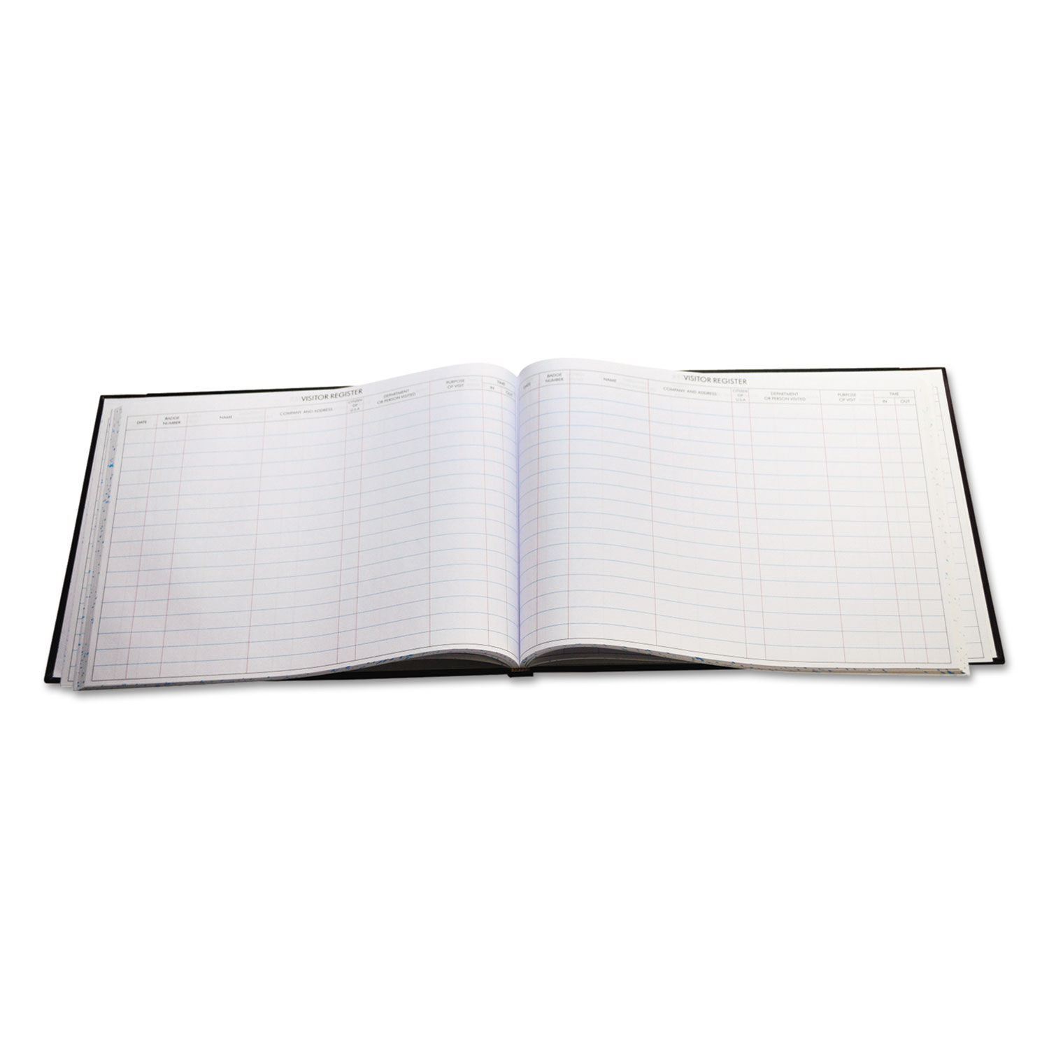 Wilson Jones Detailed Visitor Register Book 8 Column Format, Black Cover, 12.25 x 9.5 Sheets, 208 Sheets/Book