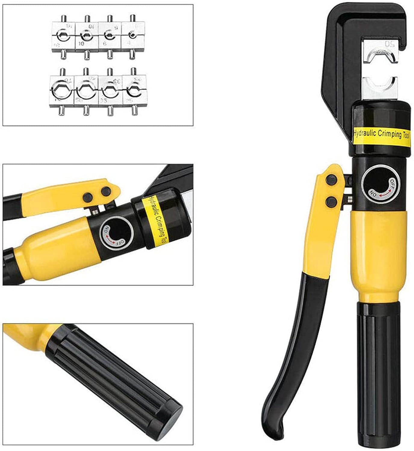 10 Ton Hydraulic Wire Battery Cable Lug Terminal Crimper Crimping Tool 8 Dies Fit for Crimping wires Pack of 2