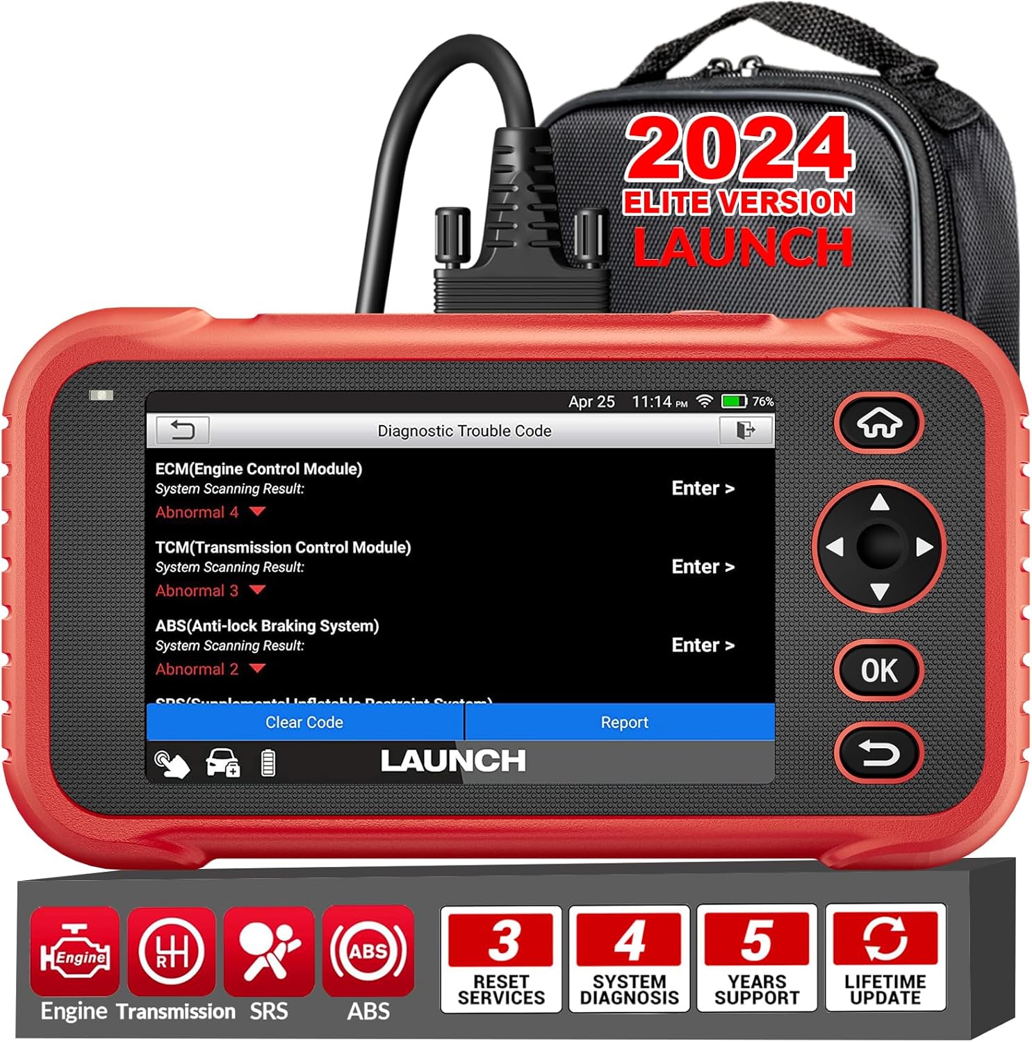 LAUNCH OBD2 Scanner CRP123i Elite Code Reader, 2024 Lifetime Free Update Car Diagnostic Tool for Multi Systems with Oil Reset, SAS Reset, Throttle Adaptation, FCA SGW, Battery Test, Auto VIN