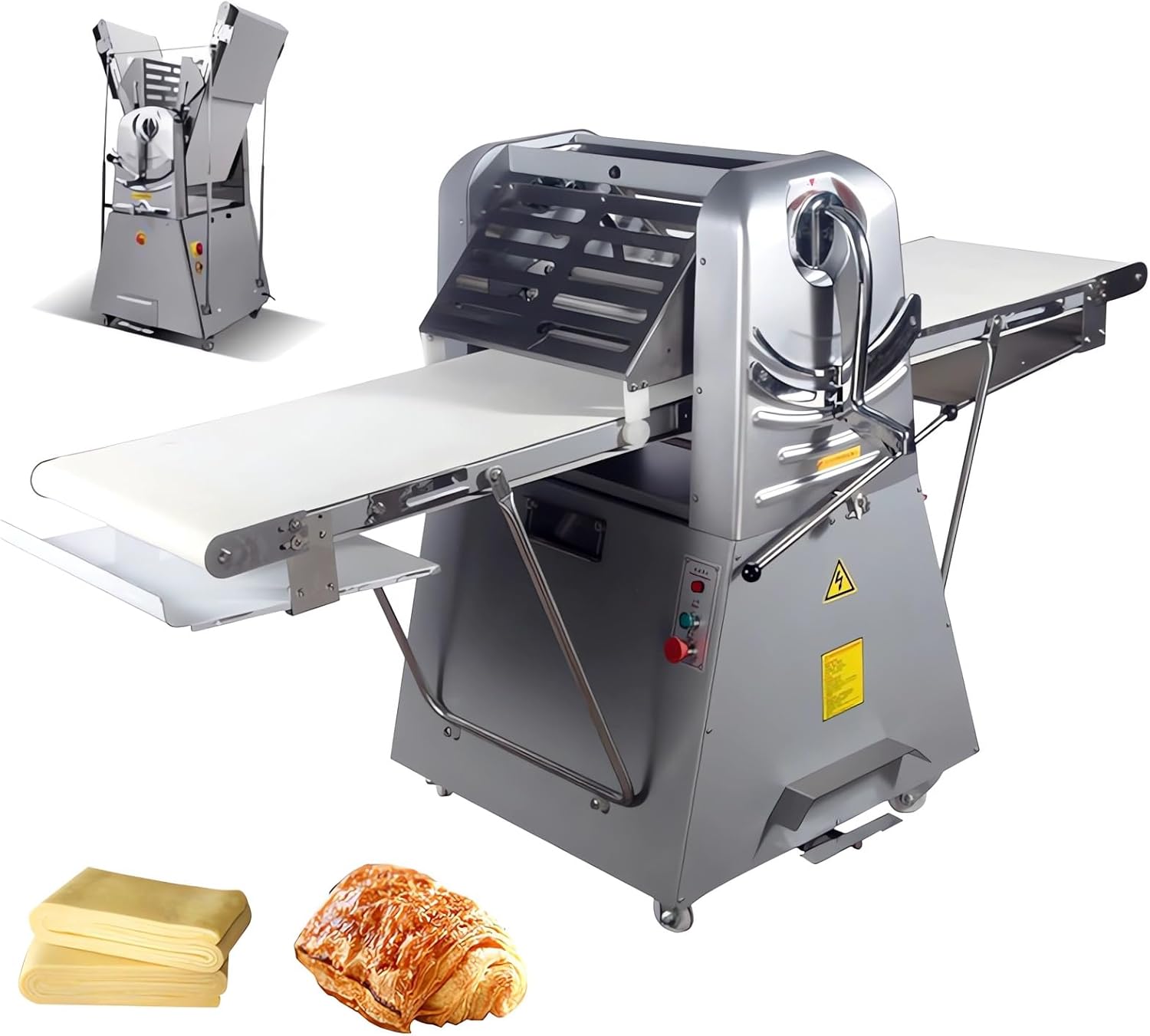 HayWHNKN Dough Sheeter 20'' Reversible Dough Roller Machine Croissant Pastry Danish Pastry Bakery Roller Puff Pastry Pizza Foldable Dough Rolling Machine with Foot Switch 110V