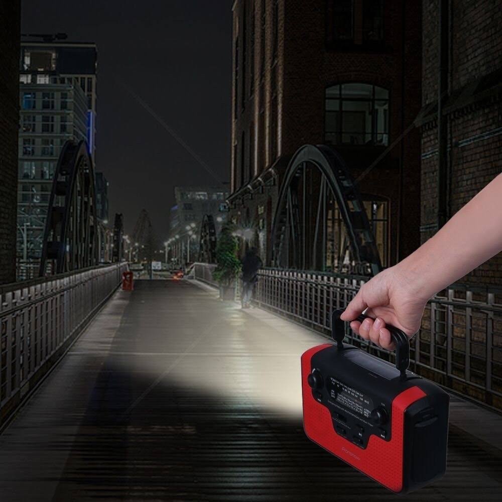Real NOAA Alert Weather Radio with Alarm, iRonsnow IS-388 Solar Hand Crank Emergency AM/FM/SW/WB Radio, TF Card Speaker, LED Fla