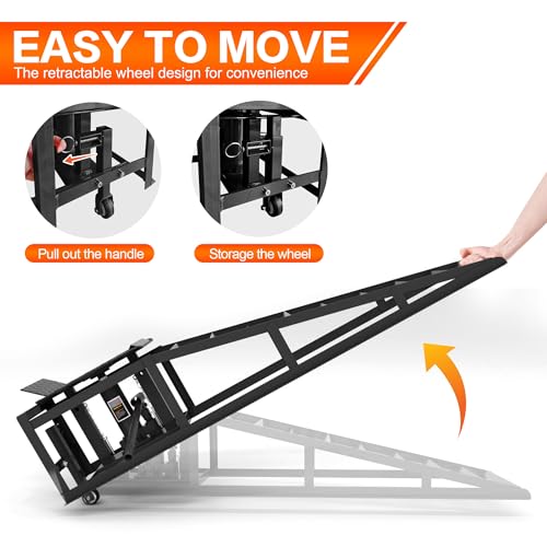 2 Pack Hydraulic Car Ramps, 11050LBS 5T Car Ramp High Lift 9"-14.2", Heavy Duty Steel Car Lift Ramp, Automotive Truck Service Ramps for Oil Changes Support Jack for Maintenance, Black