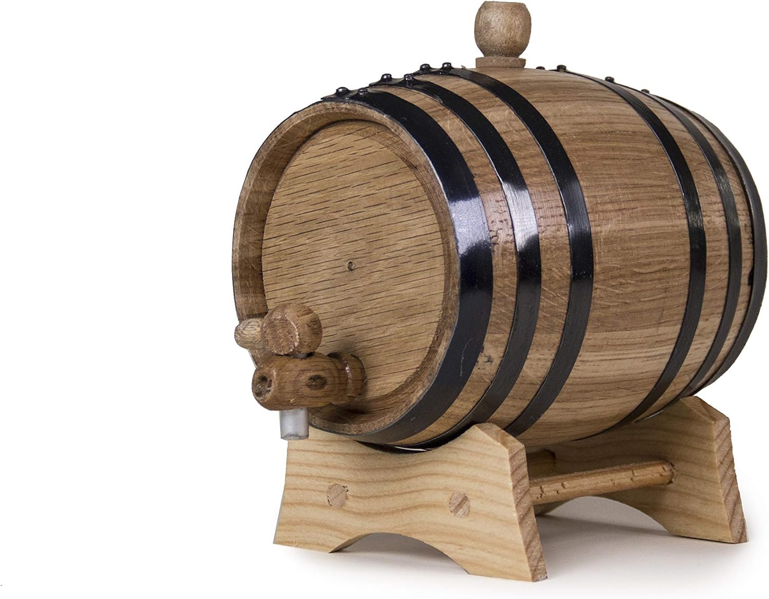 20 Liters Handcrafted American Oak Aged Barrel | Perfect for Aging Your Own Whiskey, Bourbon, Tequila, Rum (Black Steel Hoops)