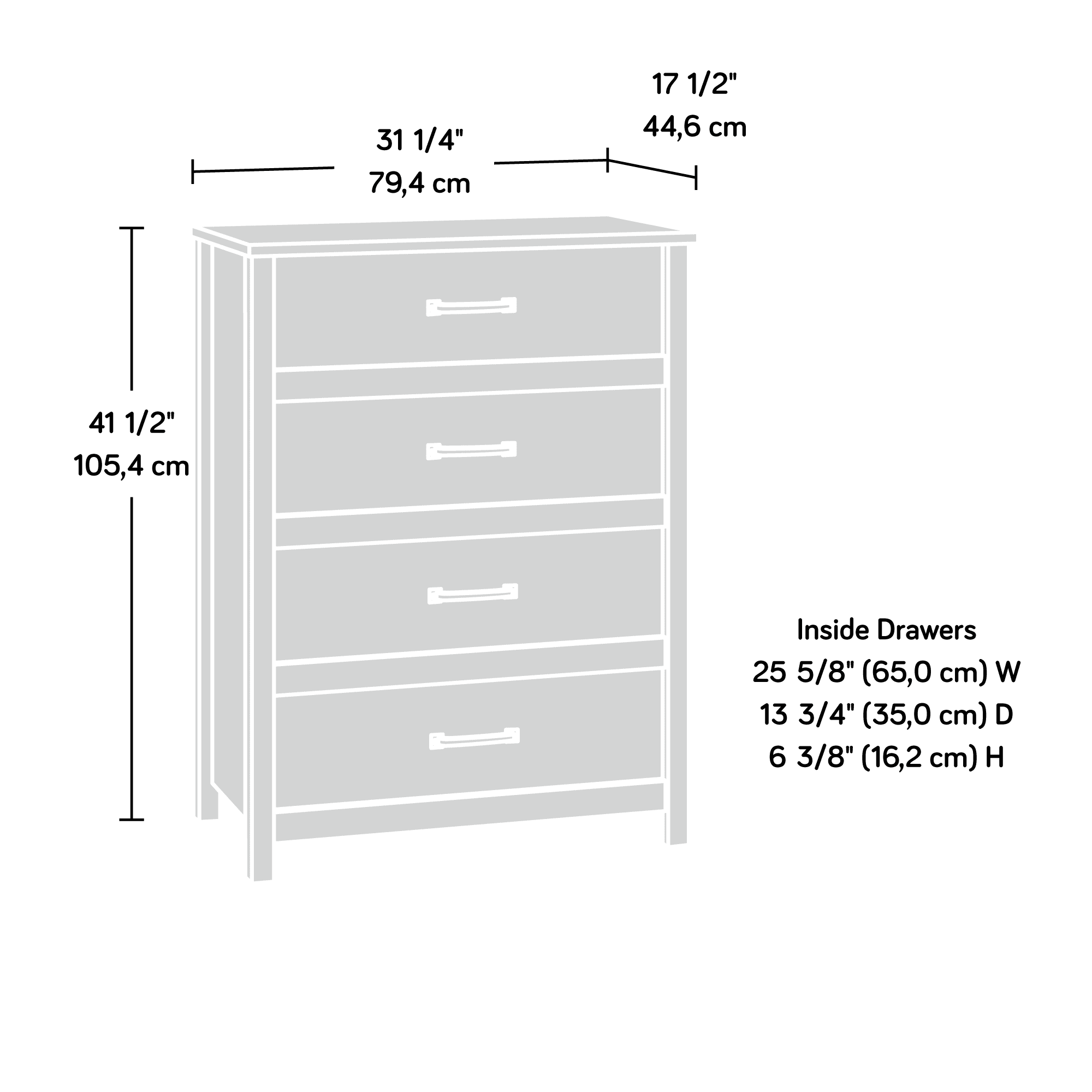 Sauder Cannery Bridge 4-Drawer Dresser, Sindoori Mango Finish