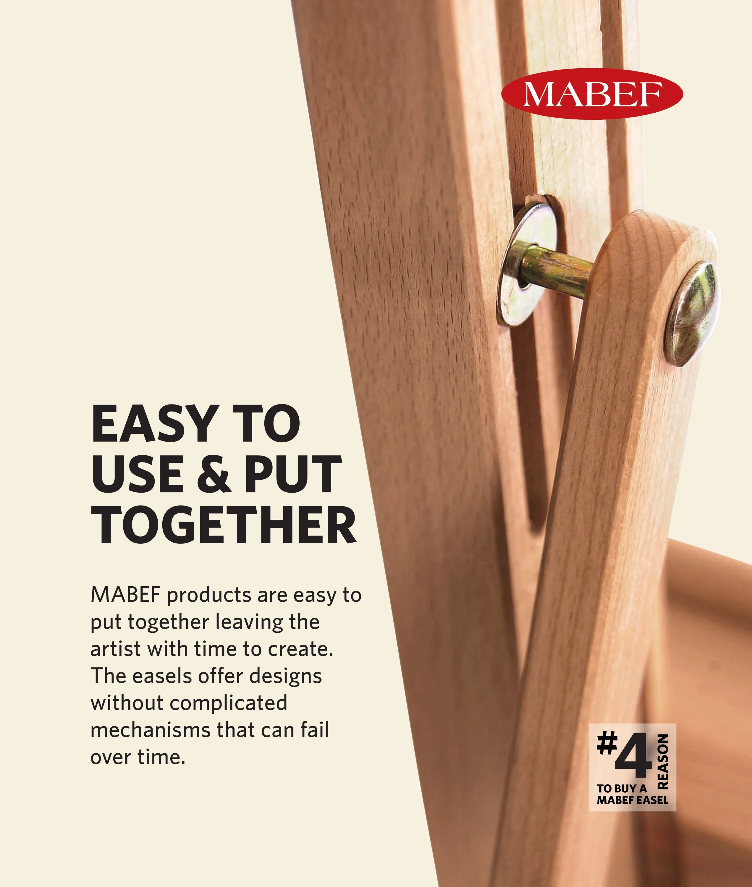 Mabef Deluxe Studio Easel, Italian Craftsmanship Beechwood, H Frame