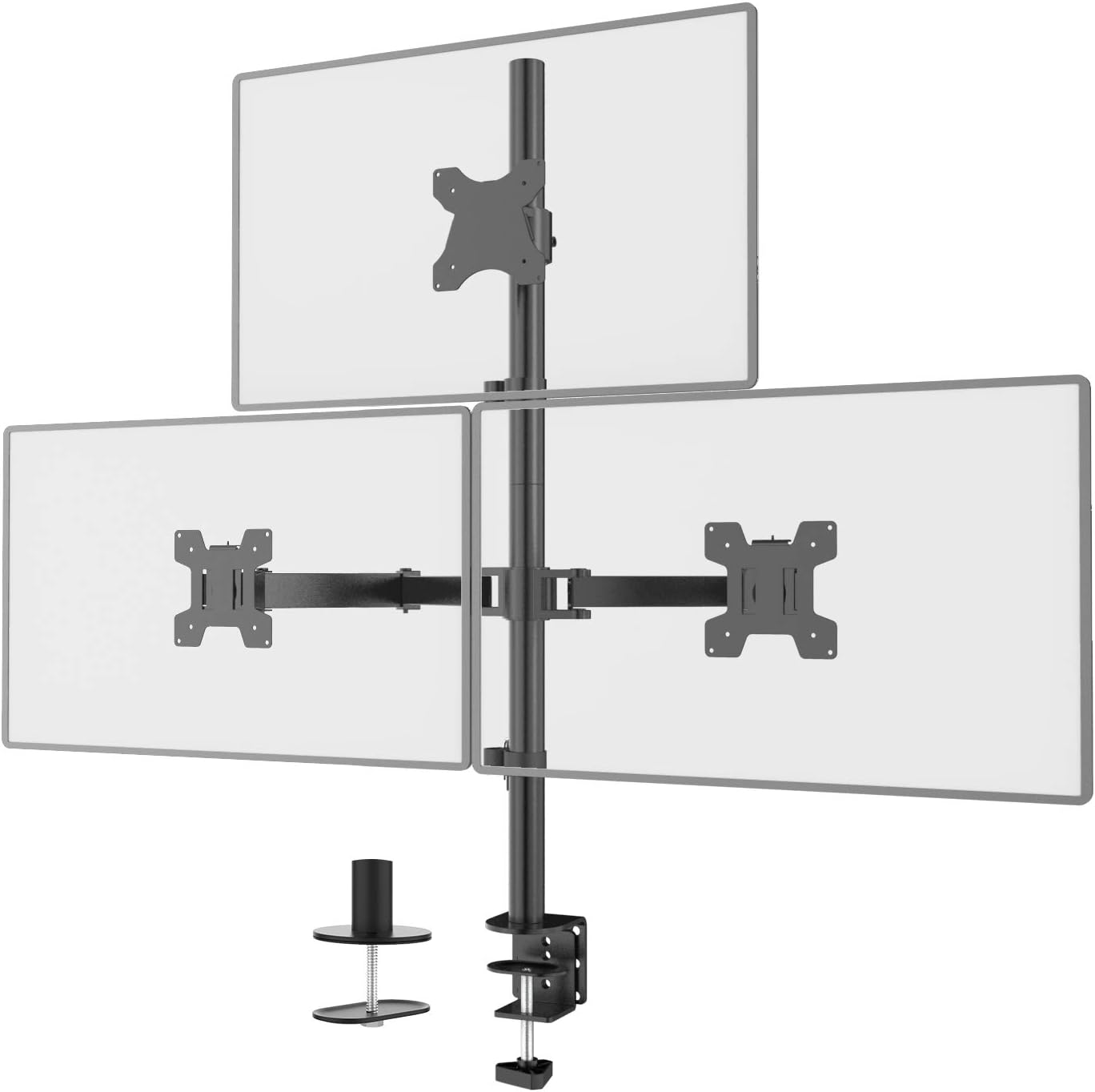 Triple Monitor Stand, Fully Adjustable Three Monitor Desk Mount Fits 3 Screens up to 27 inch, 22 lbs. Weight Capacity per Arm (M003-W), White by WALI