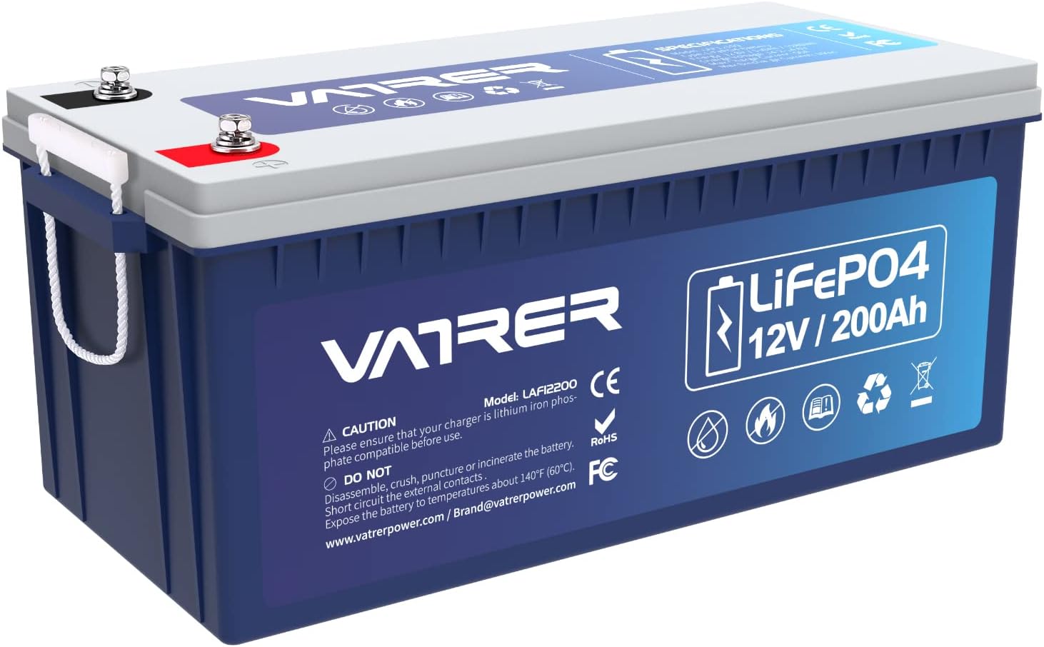 12V 200AH Lithium Iron LiFePO4 Deep Cycle Battery, Built-in 200A BMS, 2000+ Cycles Rechargeable Lithium Ion Battery, Perfect for RV/Camper, Solar, Marine, Overland/Van, and Off Grid Applications