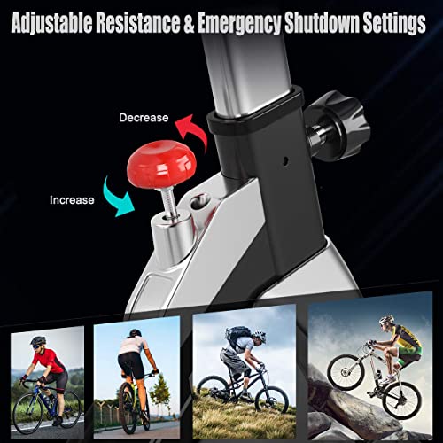 Goplus Adjustable Exercise Bike, Stationary Silent Bicycle with Dual-Spring Shock Absorption Design, Real-time Heart Rate, Cup/Phone Holder and Electronic Display, Indoor Cycling Bike