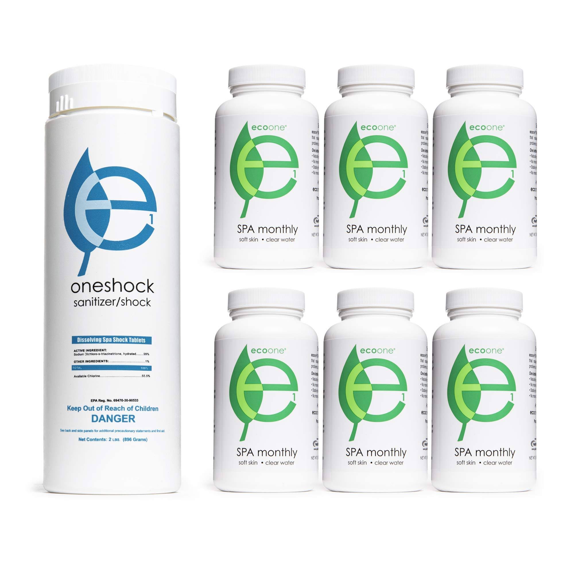 Ecoone | Hot Tub Chemical Maintenance u0026 Supply Kit | Spa Shock u0026 Conditioner Kit | Contains Oneshock Chlorine Tablets u0